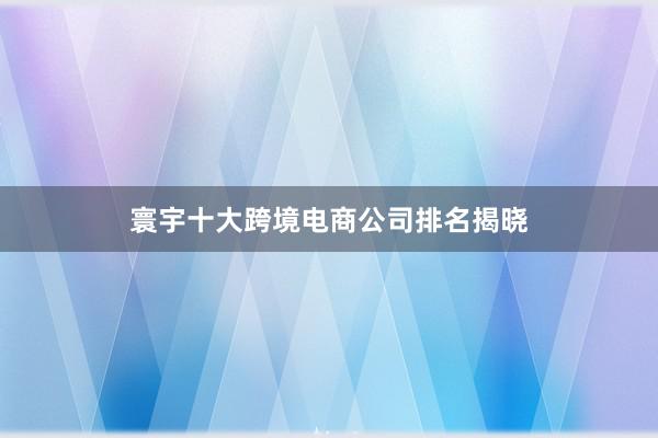 寰宇十大跨境电商公司排名揭晓